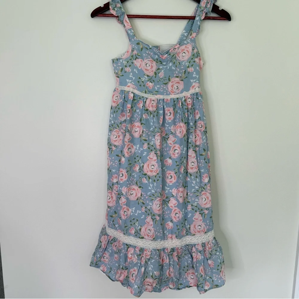 Haute Hippie Pink Blue Cottagecore Floral Dress Size Kids 10